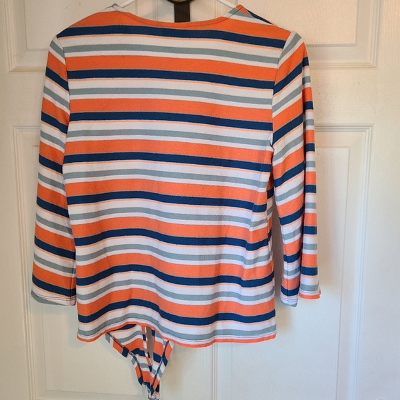 (600) Ruby Rd. Petite Woman's Long Sleeve Blouse,  Size: PS Color: Stripes - Picture 7 of 10